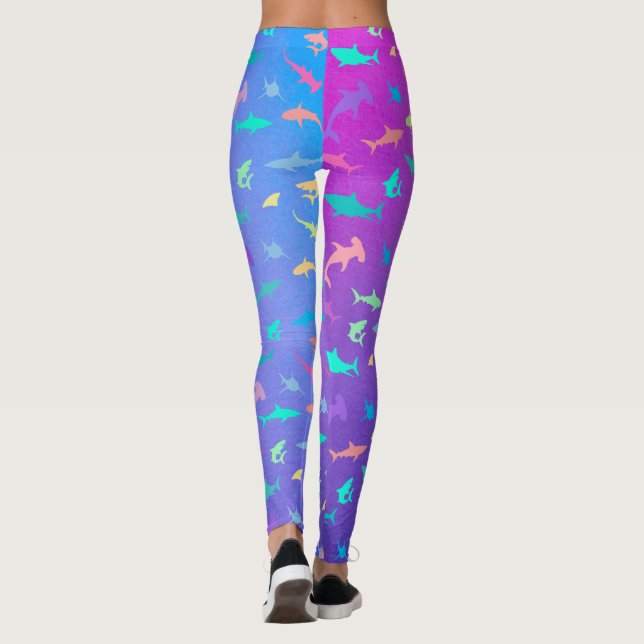 Colourful shark under the sea School Party Leggings (Back)