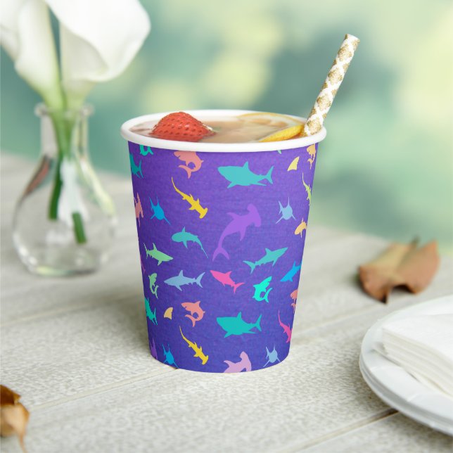 Colourful shark under the sea School Party Paper Cups (Insitu)