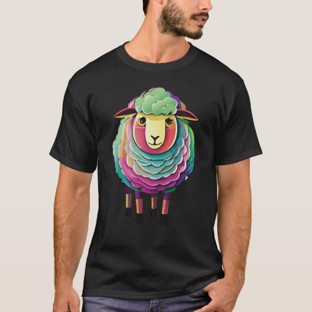 Colourful Sheep Illustration T-Shirt (Front)