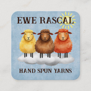 Colourful sheep knitting crochet handspun yarn square business card
