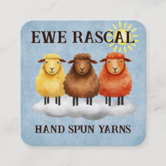 Colourful sheep knitting crochet handspun yarn square business card