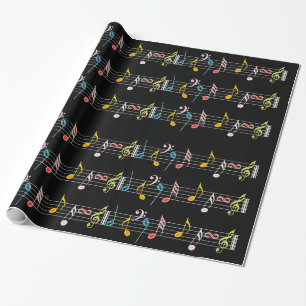 Colourful Sheet Music and Notes Wrapping Paper
