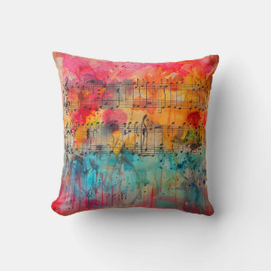 Colourful Sheet Music, Musician Gift Cushion