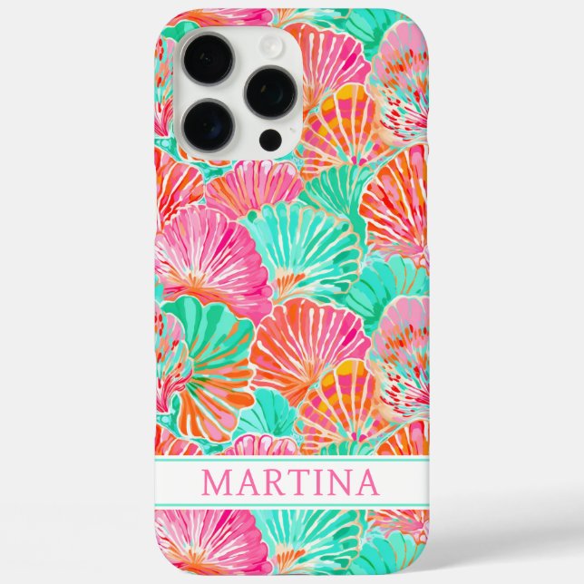 Colourful Shells Monogrammed Case-Mate iPhone Case (Back)