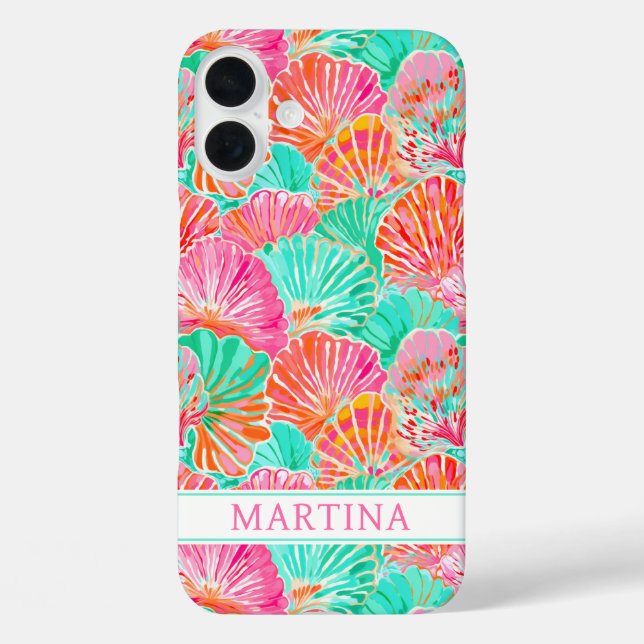 Colourful Shells Monogrammed Case-Mate iPhone Case (Back)