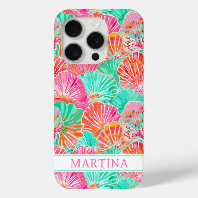 Colourful Shells Monogrammed Case-Mate iPhone Case (Back)