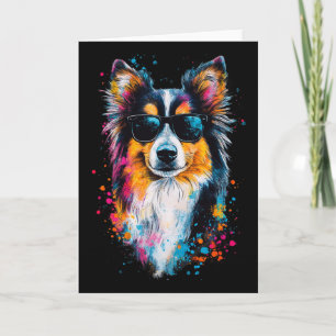 Colourful Shetland Sheepdog Face Cute Puppy Dog Lo Card