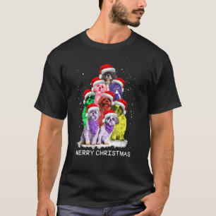 Colourful Shih Tzu Santa Hat Ornament Christmas Tr T-Shirt