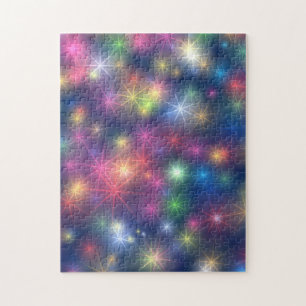 Colourful Shining Stars Cosmic Lights Jigsaw Puzzle