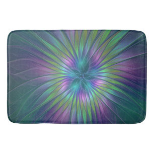 Colourful Shiny Fantasy Flower Abstract Fractal Ar Bath Mat