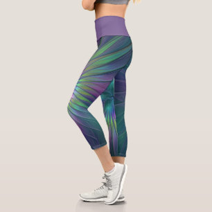 Colourful Shiny Fantasy Flower Abstract Fractal Ar Capri Leggings