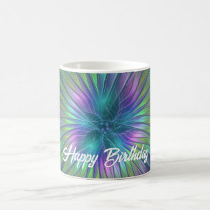 Colourful Shiny Fantasy Flower Abstract Fractal Ar Coffee Mug