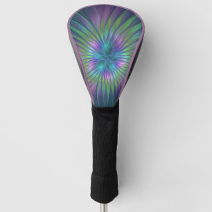 Colourful Shiny Fantasy Flower Abstract Fractal Ar Golf Head Cover