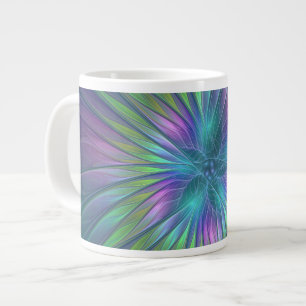 Colourful Shiny Fantasy Flower Abstract Fractal Ar Large Coffee Mug