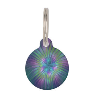 Colourful Shiny Fantasy Flower Abstract Fractal Ar Pet Tag