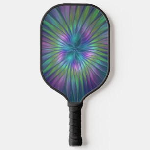 Colourful Shiny Fantasy Flower Abstract Fractal Ar Pickleball Paddle