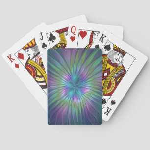 Colourful Shiny Fantasy Flower Abstract Fractal Ar Playing Cards