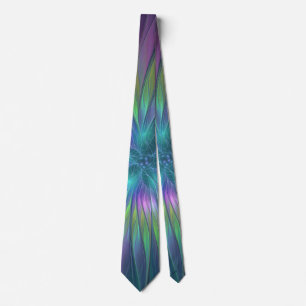 Colourful Shiny Fantasy Flower Abstract Fractal Ar Tie