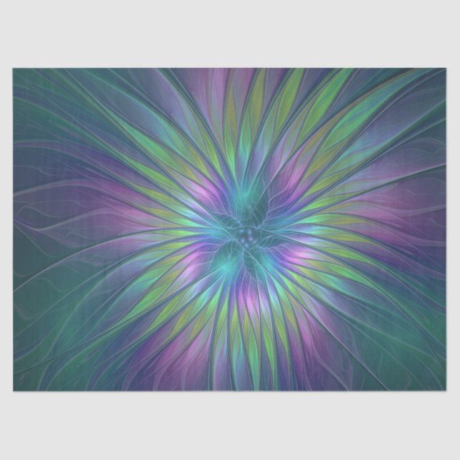 Colourful Shiny Fantasy Flower Abstract Fractal Ar Tissue Paper (Front)
