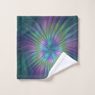 Colourful Shiny Fantasy Flower Abstract Fractal Ar Wash Cloth
