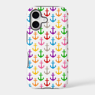 Colourful Ship Anchor Design White