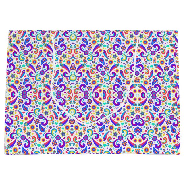 Colourful shopping bag with a vibrant paisley  (Front)