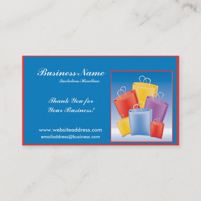 Colourful Shopping Bags Business Cards (Front)