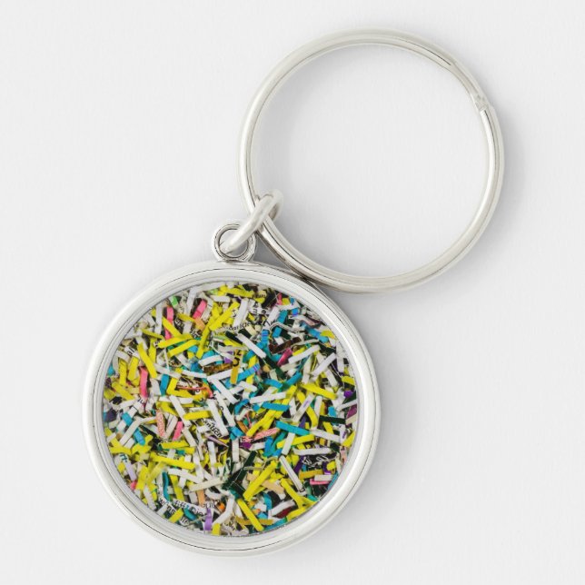 Colourful Shredded Paper Key Ring (Front)