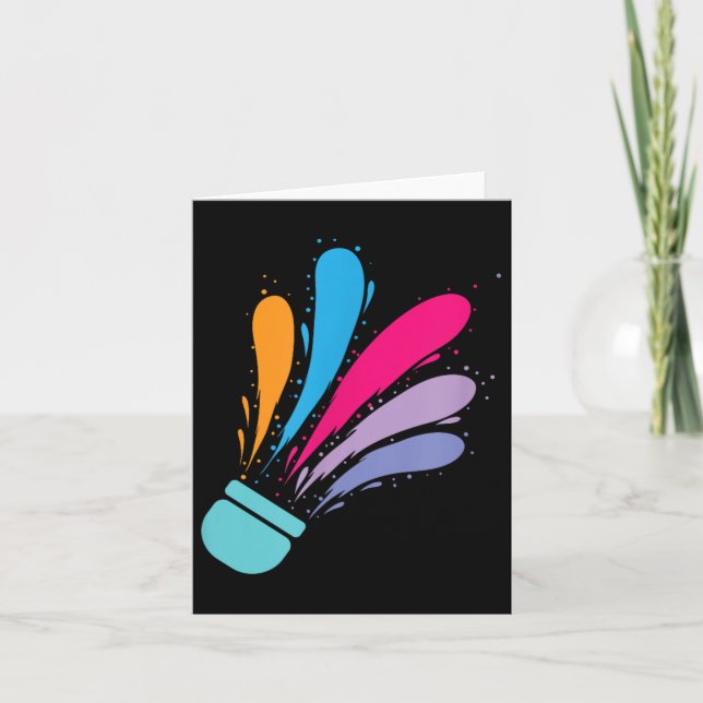 Colourful Shuttle Badminton  Card (Front)