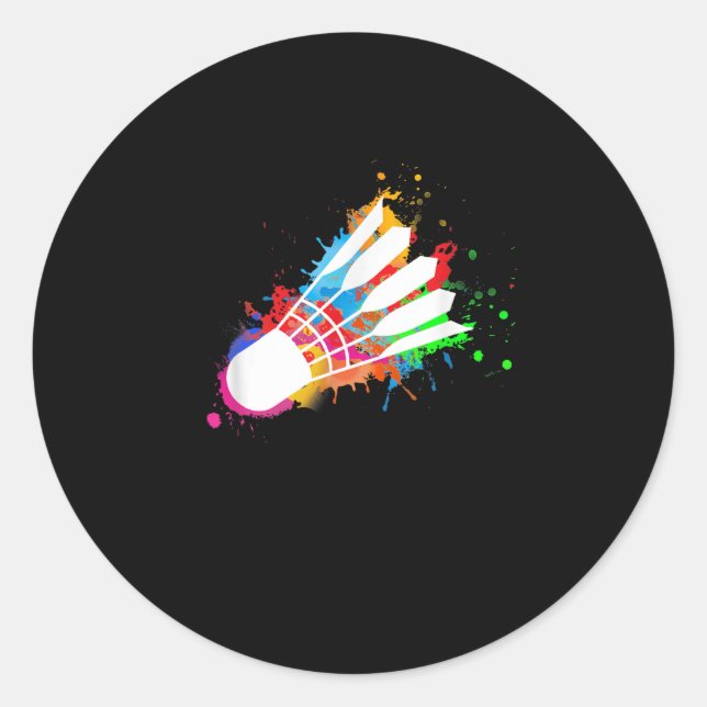 Colourful Shuttle Badminton  Classic Round Sticker (Front)