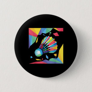 Colourful Shuttle - Birdie Badminton Player Sports 6 Cm Round Badge