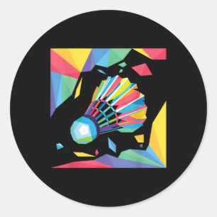 Colourful Shuttle - Birdie Badminton Player Sports Classic Round Sticker