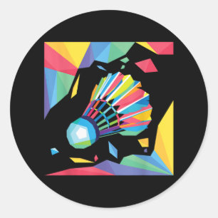 Colourful Shuttle - Birdie Badminton Player Sports Classic Round Sticker