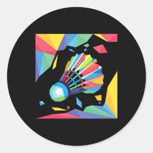 Colourful Shuttle - Birdie Badminton Player Sports Classic Round Sticker