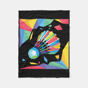 Colourful Shuttle - Birdie Badminton Player Sports Fleece Blanket