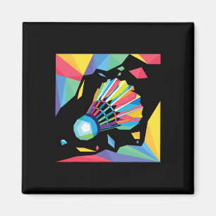 Colourful Shuttle - Birdie Badminton Player Sports Magnet