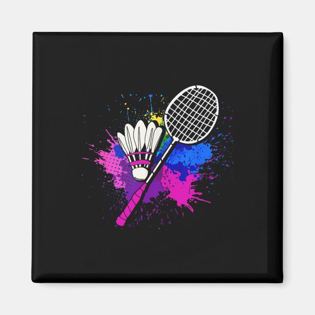 Colourful Shuttle Racket _ Badminton Player  Magnet (Front)