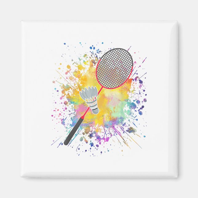 Colourful Shuttle Racket Badminton Player  Magnet (Front)