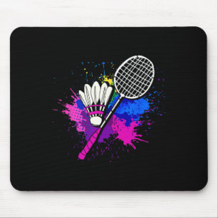 Colourful Shuttle Racket Badminton Player Mouse Pad