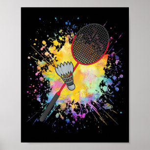 Colourful Shuttle Racket Badminton Player  Poster