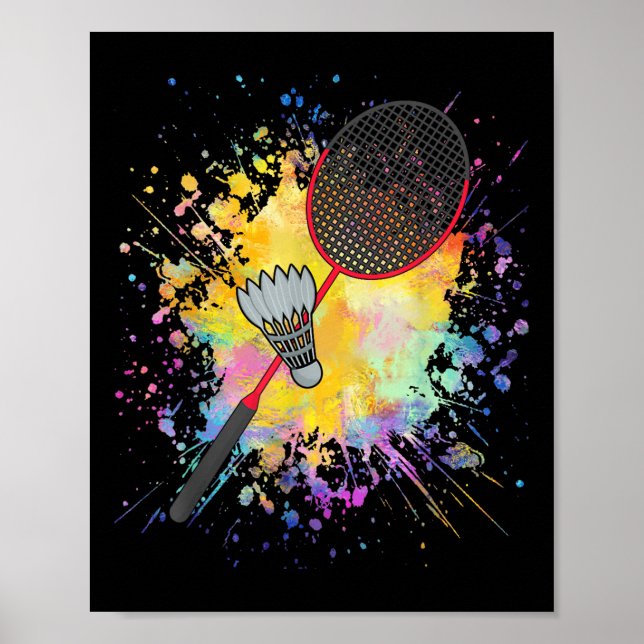 Colourful Shuttle Racket Badminton Player  Poster (Front)