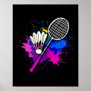 Colourful Shuttle Racket _ Badminton Player Poster