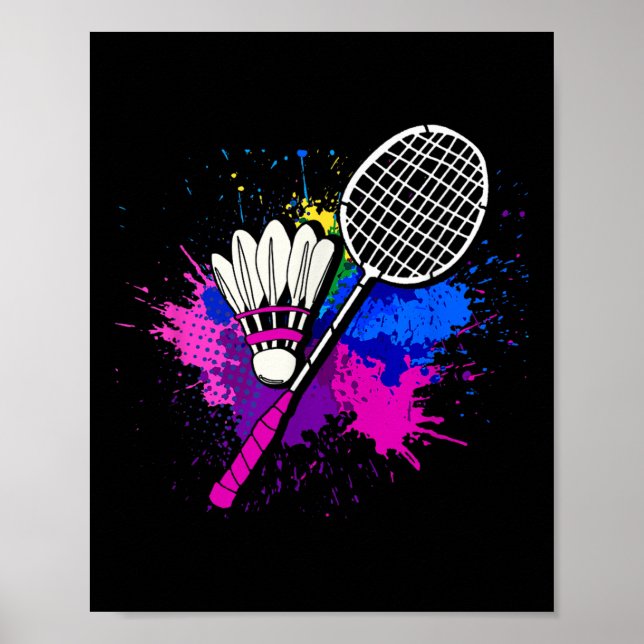 Colourful Shuttle Racket _ Badminton Player  Poster (Front)