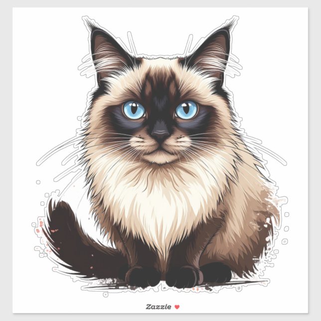 Colourful Siamese Cat Illustration (Sheet)