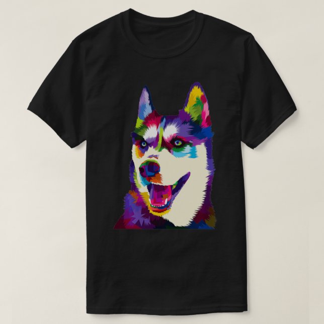 Colourful Siberian husky geometric bright Dog abst T-Shirt (Design Front)