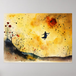 Colourful Silhouette Watercolor Wall Poster
