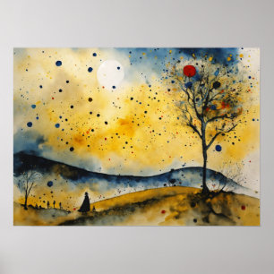 Colourful Silhouette Watercolor Wall Poster
