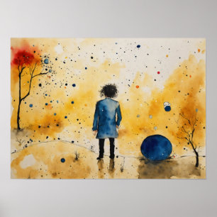 Colourful Silhouette Watercolor Wall Poster