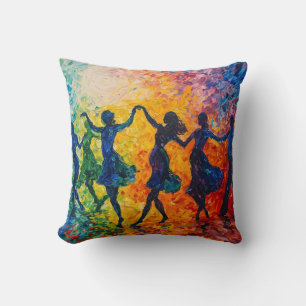 Colourful Silhouettes Dancing Cushion