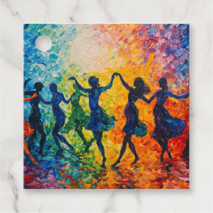 Colourful Silhouettes Dancing Favour Tags